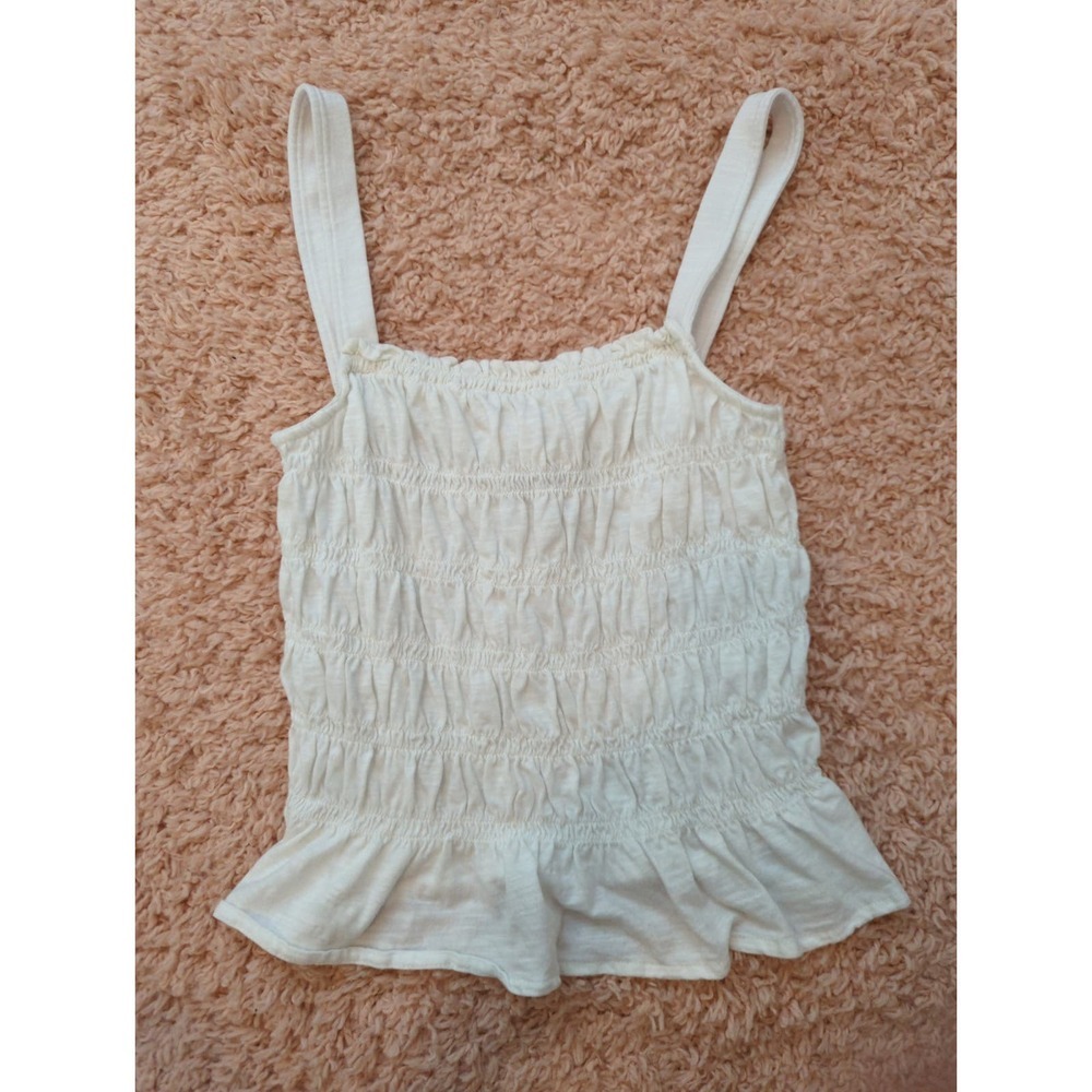 Universal Thread Cream Ruffle Smocked Tank Top